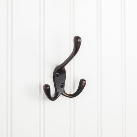 ELEMENTS BY HARDWARE RESOURCES 4" Brushed Oil Rubbed Bronze Large Triple Prong Wall Mounted Hook YT40-400DBAC